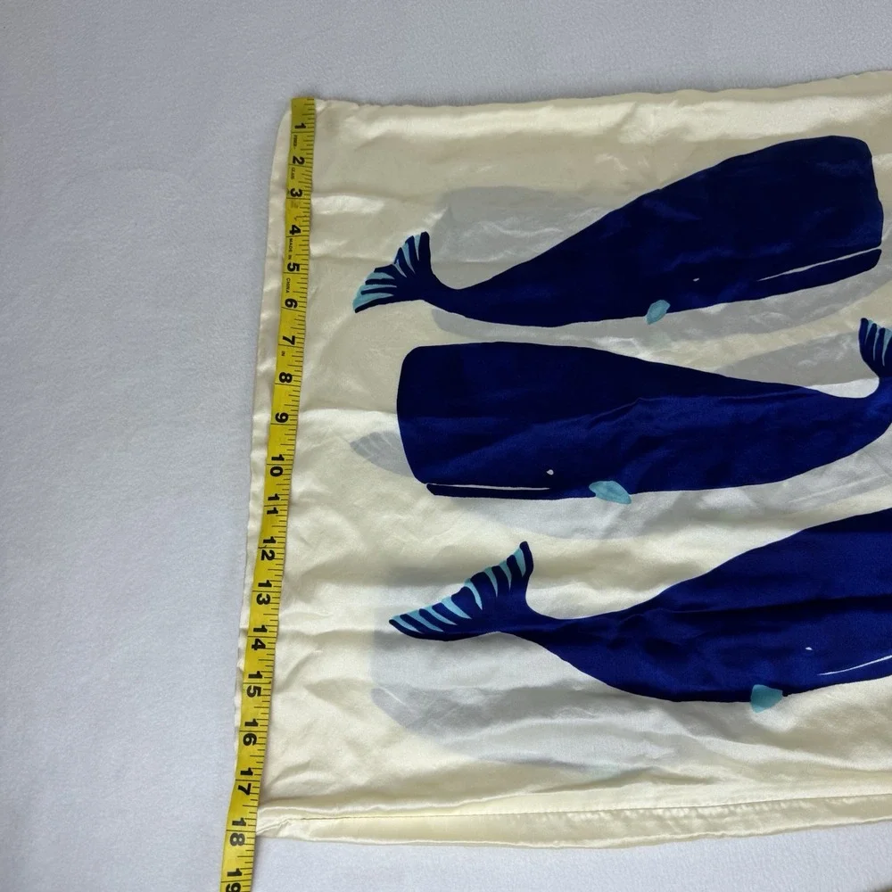 Lot Of 2 West Elm Silk Whale Pillow Cover 20x20 Blue Cream Ocean Coastal Beach